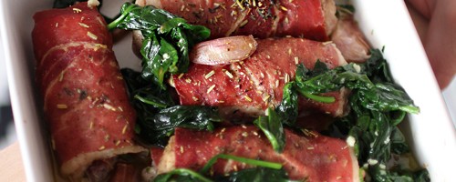 Roladki wieprzowe z szynką Serrano i szpinakiem